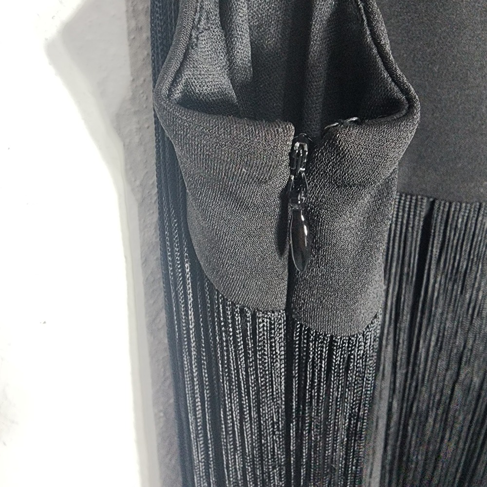Boston Proper Swingy‎ Fringe Dress Proper Black V-Neck Sleeveless Mini 10 NEW - Picture 7 of 12